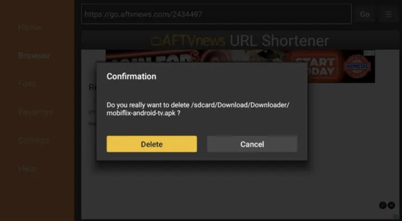 Delete MobiFlix APK FireStick